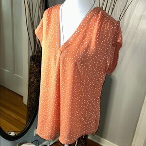 Orange Cap Sleeve V-Neck Blouse